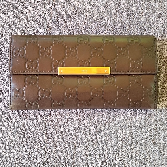 GUCCI GG Brown Lambskin Wallet - Picture 1 of 8